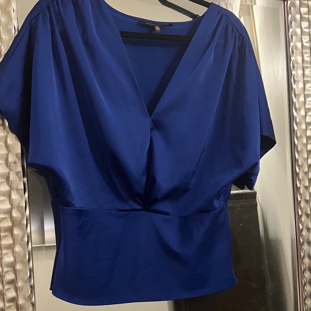 Cynthia Steffe Royal Blue V-Neck Blouse